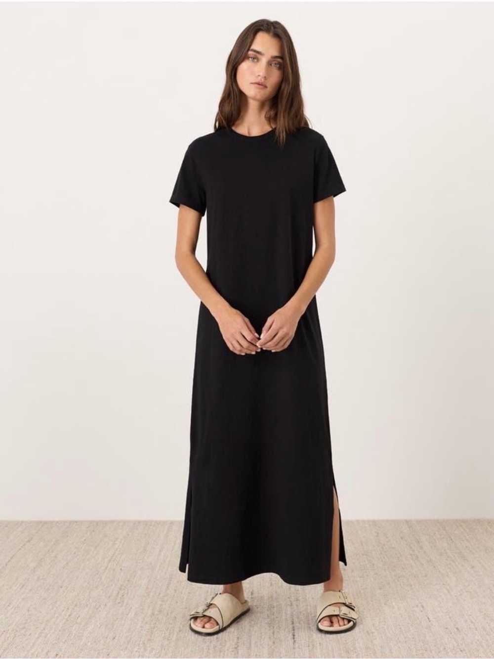 Pact Soft Slub Essential Easy Tee Maxi Dress in black